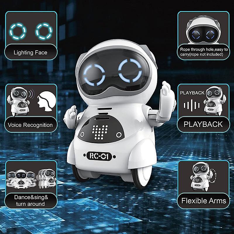 Mini robot de buzunar electric multifuncțional cu voce inteligentă cu muzică ușoară Educație timpurie pentru copii