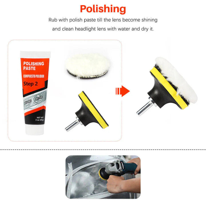 Kit polish 16 piese pentru Restaurarea Lentilelor Farurilor de Mașină