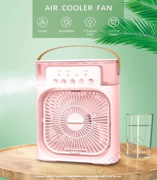 Ventilator Portabil cu Vapori de Apa, 3 Moduri Pulverizare, 600ml, Lumina LED