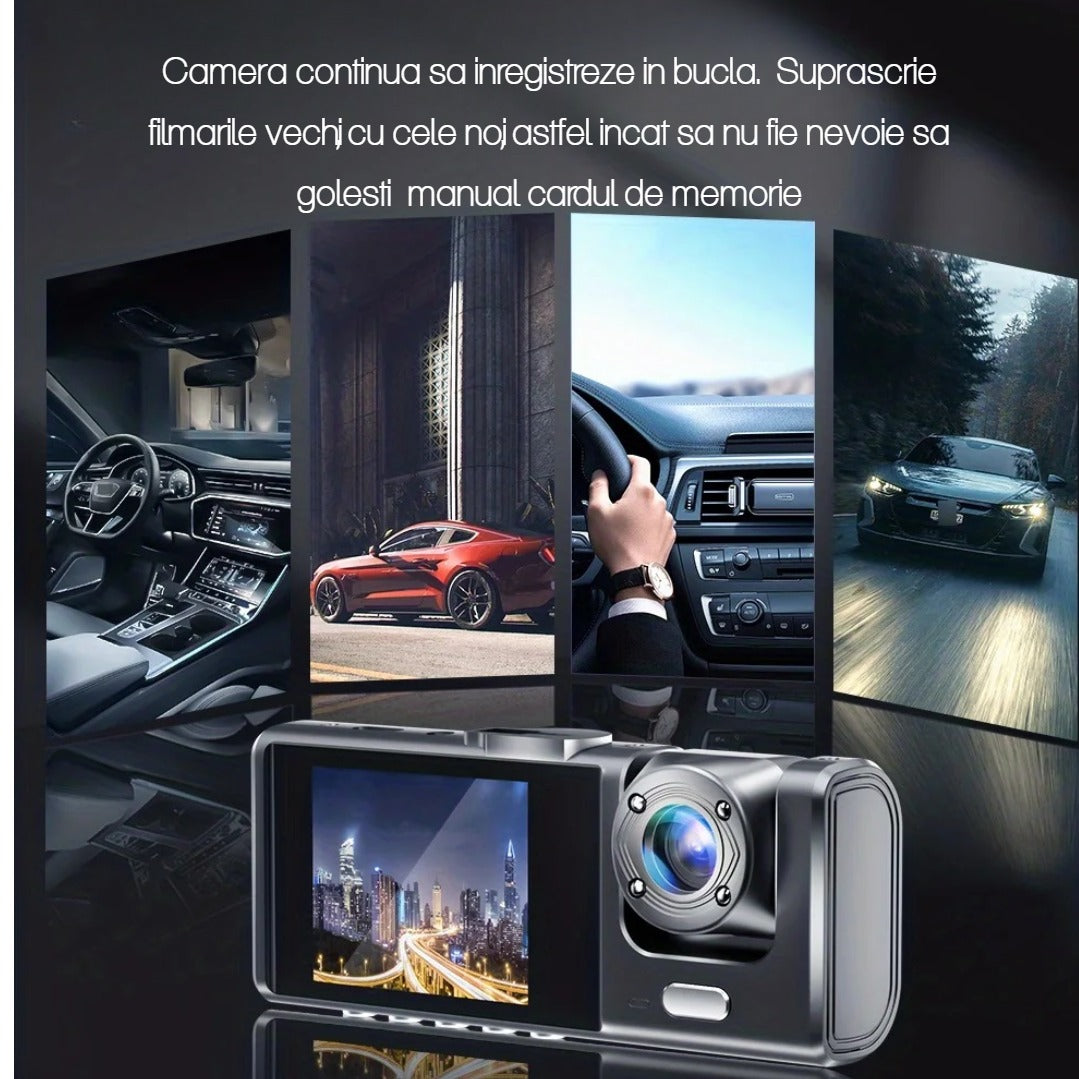 Cameră auto de bord Full HD cu înregistrare în buclă și senzor G