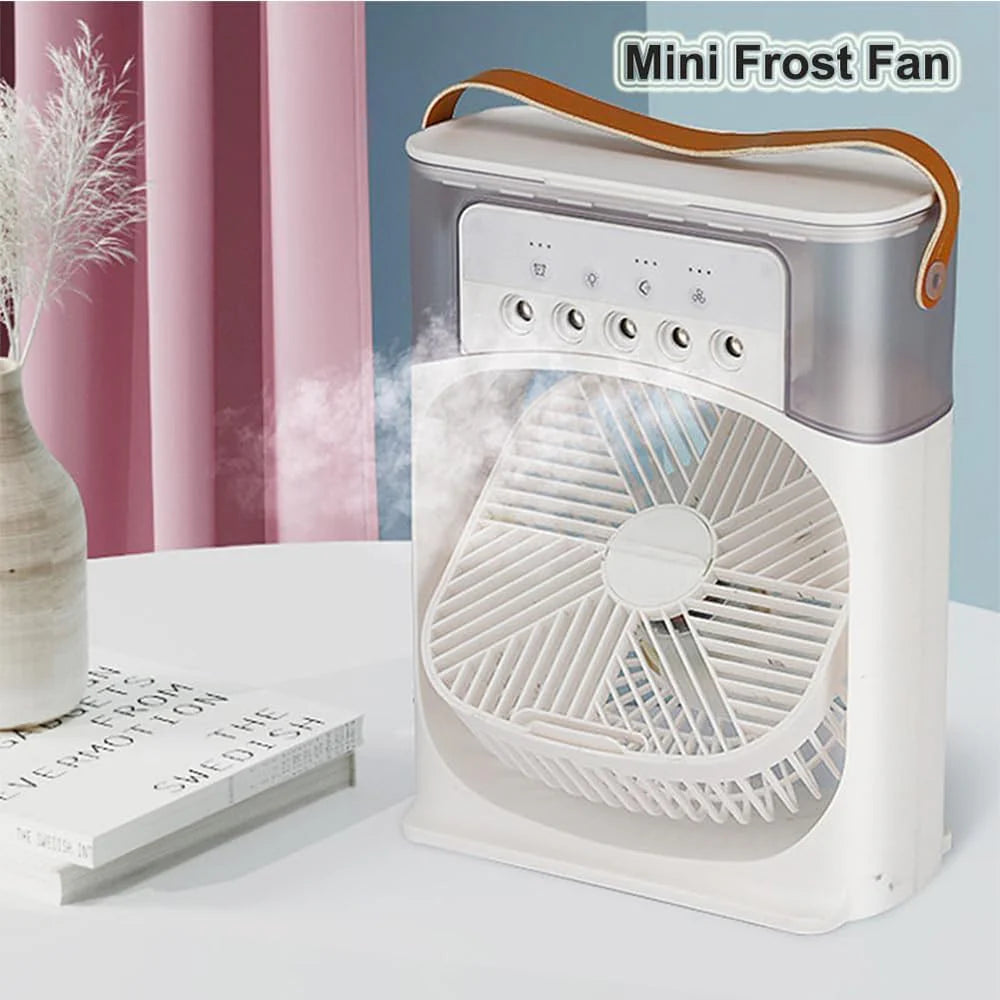 Ventilator Portabil cu Vapori de Apa, 3 Moduri Pulverizare, 600ml, Lumina LED