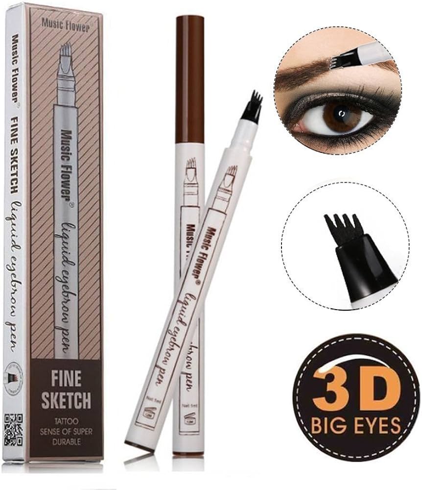 Stilou tatuaj pentru Sprancene cu Efect de Microblading Mengsiman, Rezistent la apa, Fine Sketch