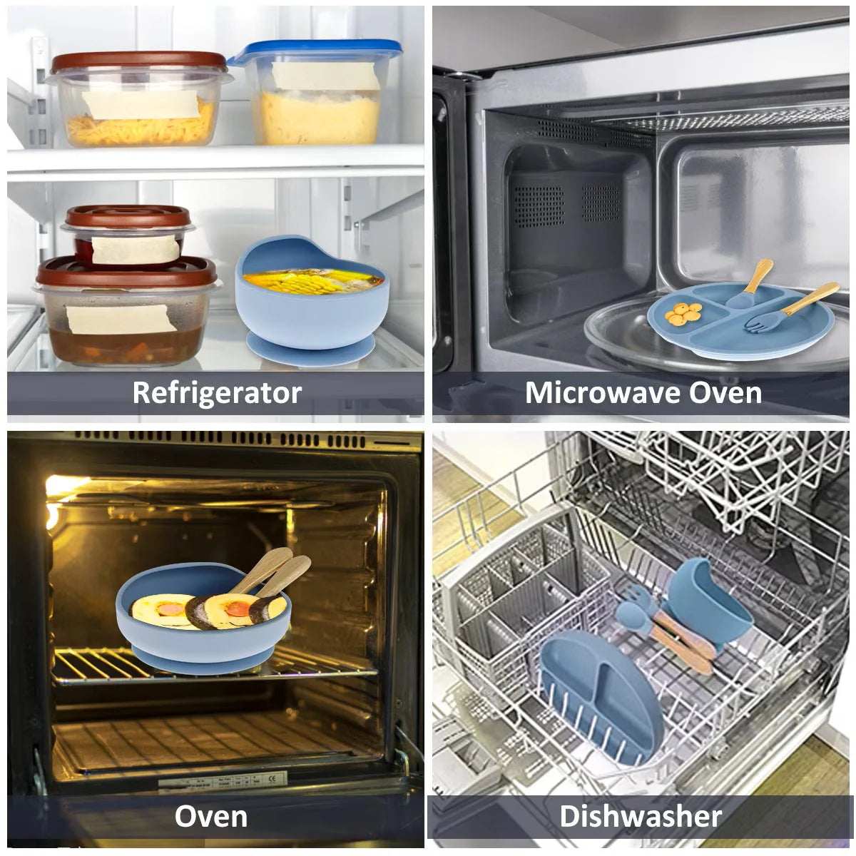 Set 5 piese diversificare bebelusi,termorezistente, silicon, fara BPA, pliabile, usor de curatat