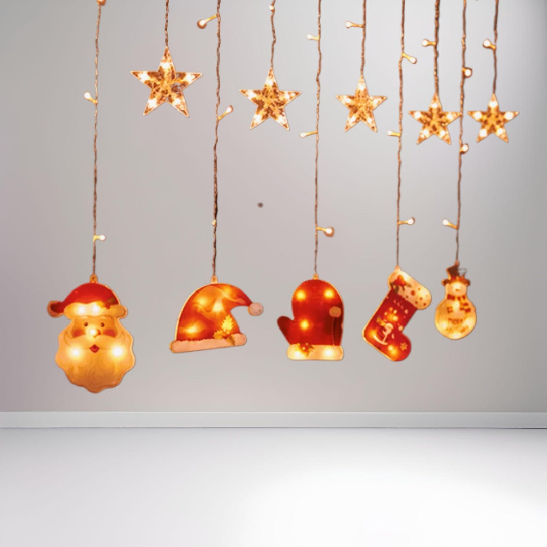 Ghirlandă Luminoasă LED cu Ornamente de Crăciun +Instalatie cadou