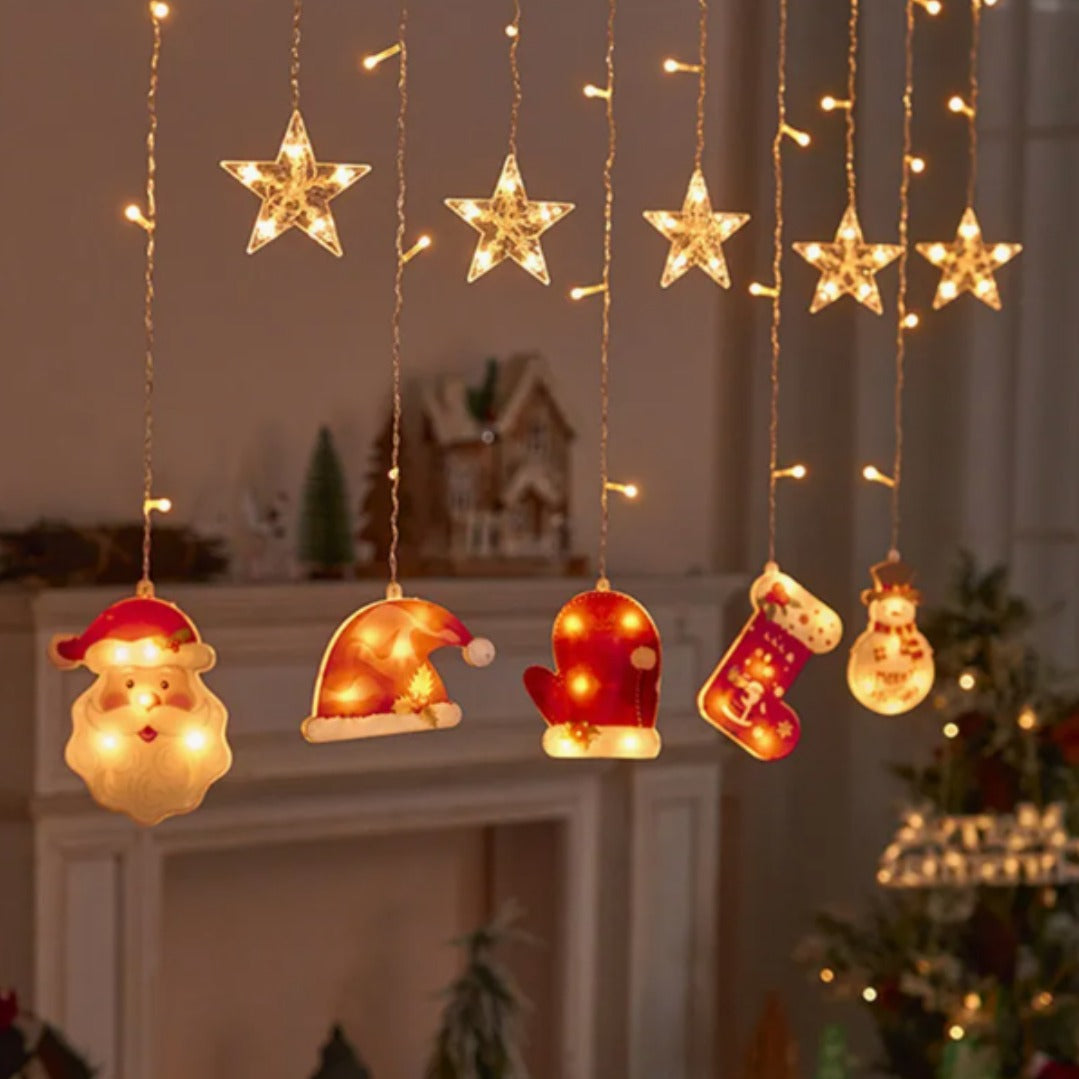Ghirlandă Luminoasă LED cu Ornamente de Crăciun +Instalatie cadou