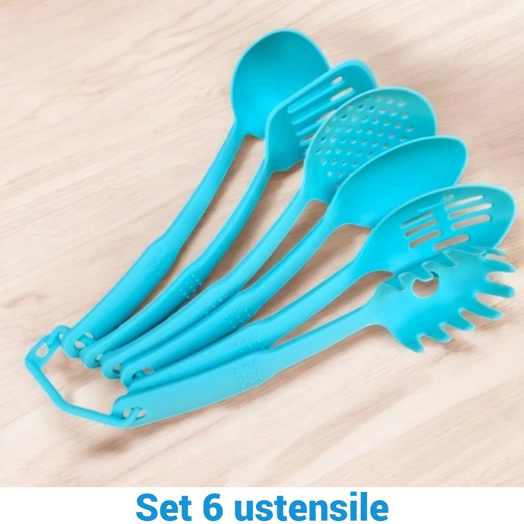 Set Complet de Oale si Ustensile pentru Gătit, 13 Piese Antiaderent și Ușor de Curățat