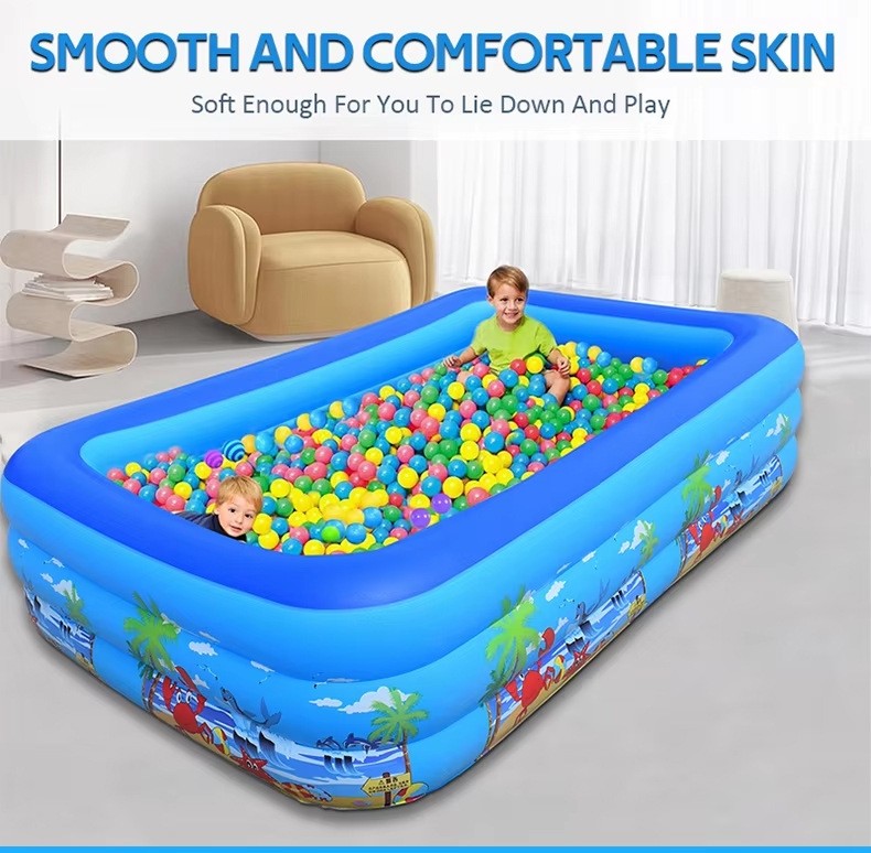 Piscina Gonflabila, Adulti si Copii, Baza Moale, 3 Inele Gonflabile