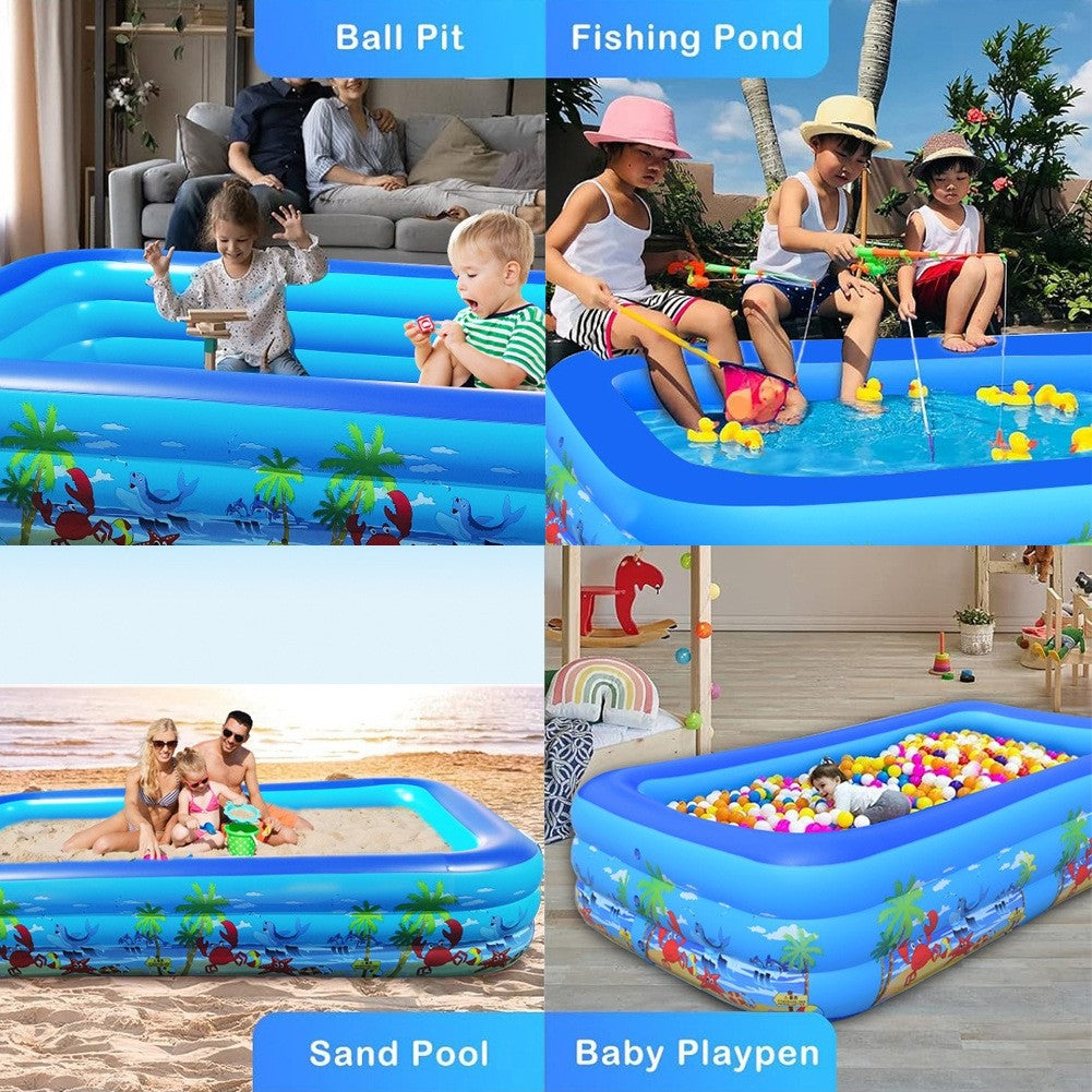 Piscina Gonflabila, Adulti si Copii, Baza Moale, 3 Inele Gonflabile