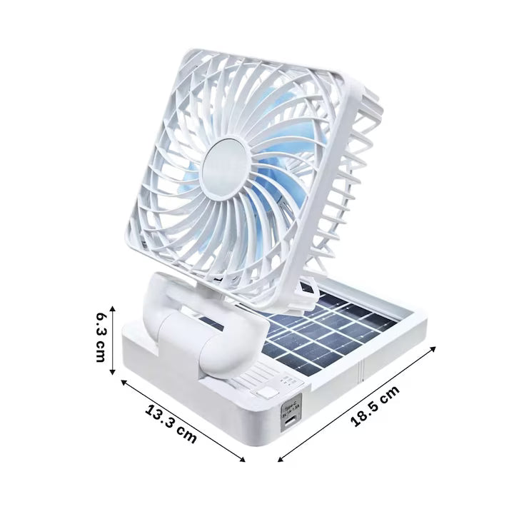 Ventilator auto cu panou solar, portabil, reincarcabil, pliabil, foarte puternic, din ABS, 3 niveluri de putere