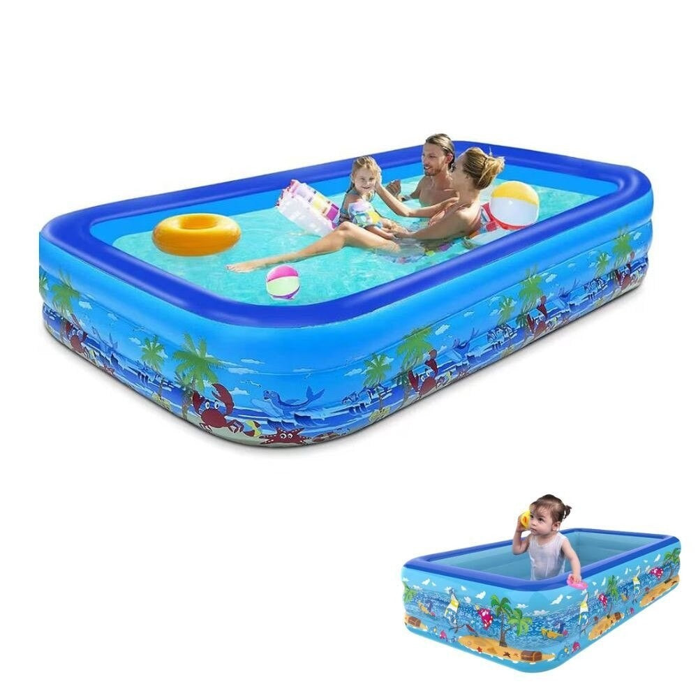 Piscina Gonflabila, Adulti si Copii, Baza Moale, 3 Inele Gonflabile