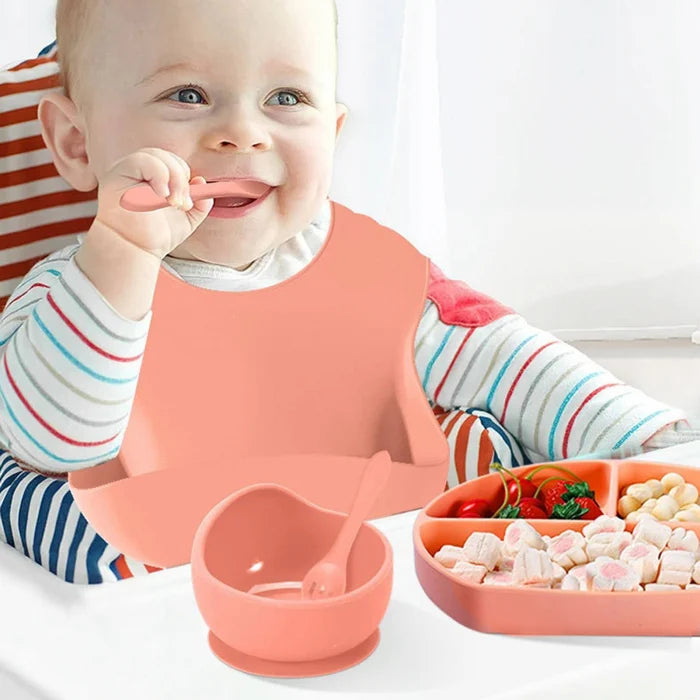 Set 5 piese diversificare bebelusi,termorezistente, silicon, fara BPA, pliabile, usor de curatat