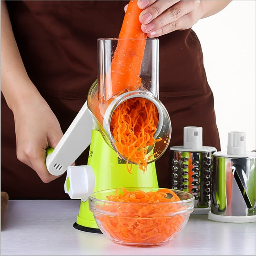 Razatoare multifunctionala pentru legume, fructe, nuci sau alune, cu maner rotativ