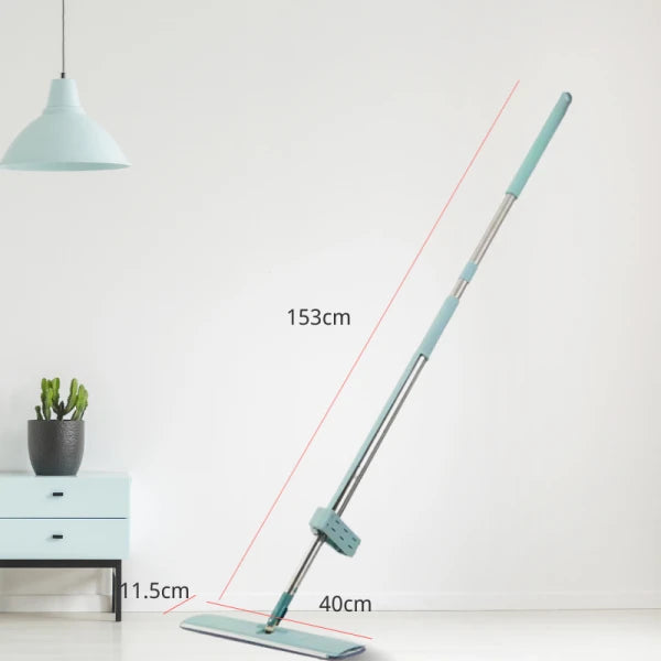Mop compact cu microfibra, rotativ 360°, maner moale, sistem de uscare, 153 cm x 40 cm