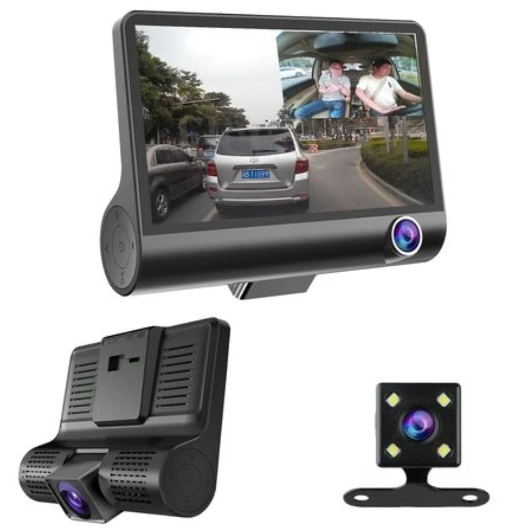 Camera auto tripla cu unghi larg de filmare, senzor G si lentila 6 G