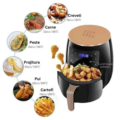 Friteuza Fara Ulei 6 Litri Air Fryer , Displat Digital, 2400W