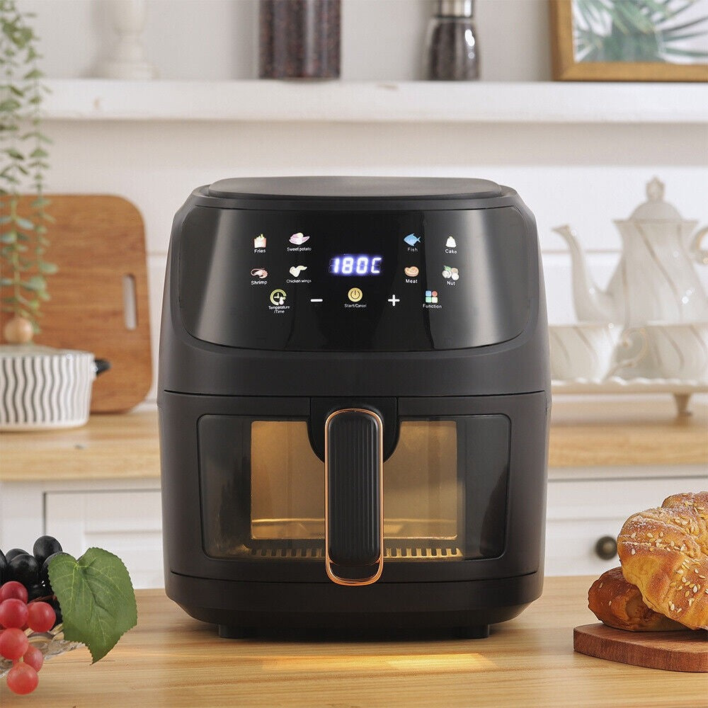 FRITEUZA FARA ULEI CU AER CALD, 2400 W FUNCTIE DE COACERE, PRAJIRE 8L, CU GEAM, AIR FRYER