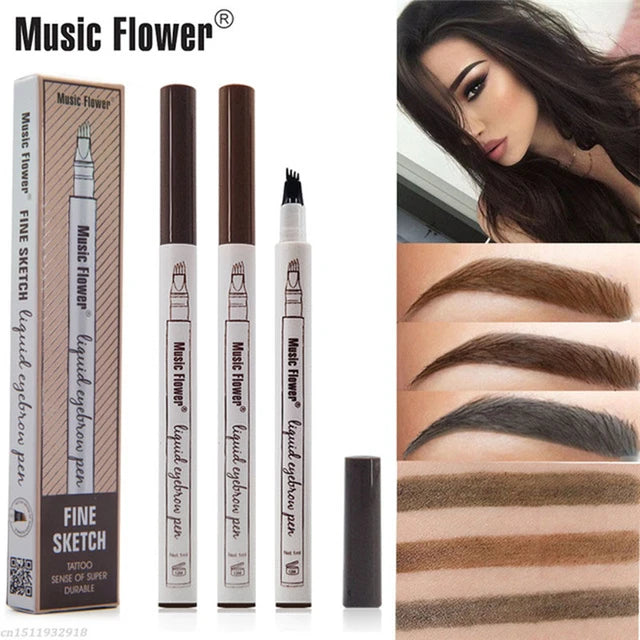Stilou tatuaj pentru Sprancene cu Efect de Microblading Mengsiman, Rezistent la apa, Fine Sketch