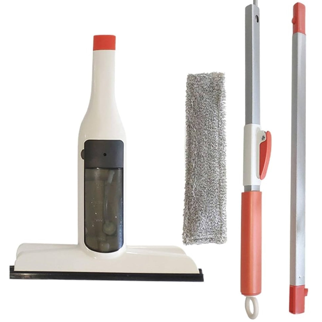 Mop cu pulverizare si racleta, cu brat extensibil pentru curățarea geamurilor