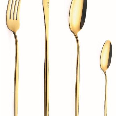 Set tacamuri 24 piese, stil portughez, otel inoxidabil, auriu