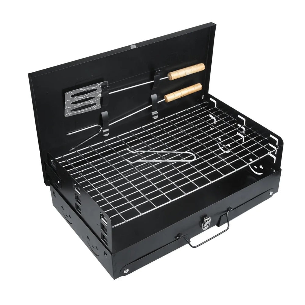 Gratar portabil,pliabil+GRATUIT Set 5 ustensile din inox pentru gratar