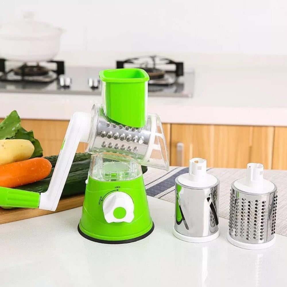 Razatoare multifunctionala pentru legume, fructe, nuci sau alune, cu maner rotativ