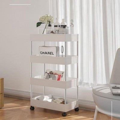 Etajera depozitare si organizare cu 4 rafturi si roti, pentru baie sau bucatarie