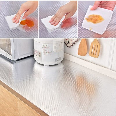 Folie de aluminiu autoadeziva argintie pentru bucatarie, 60 x 500 cm