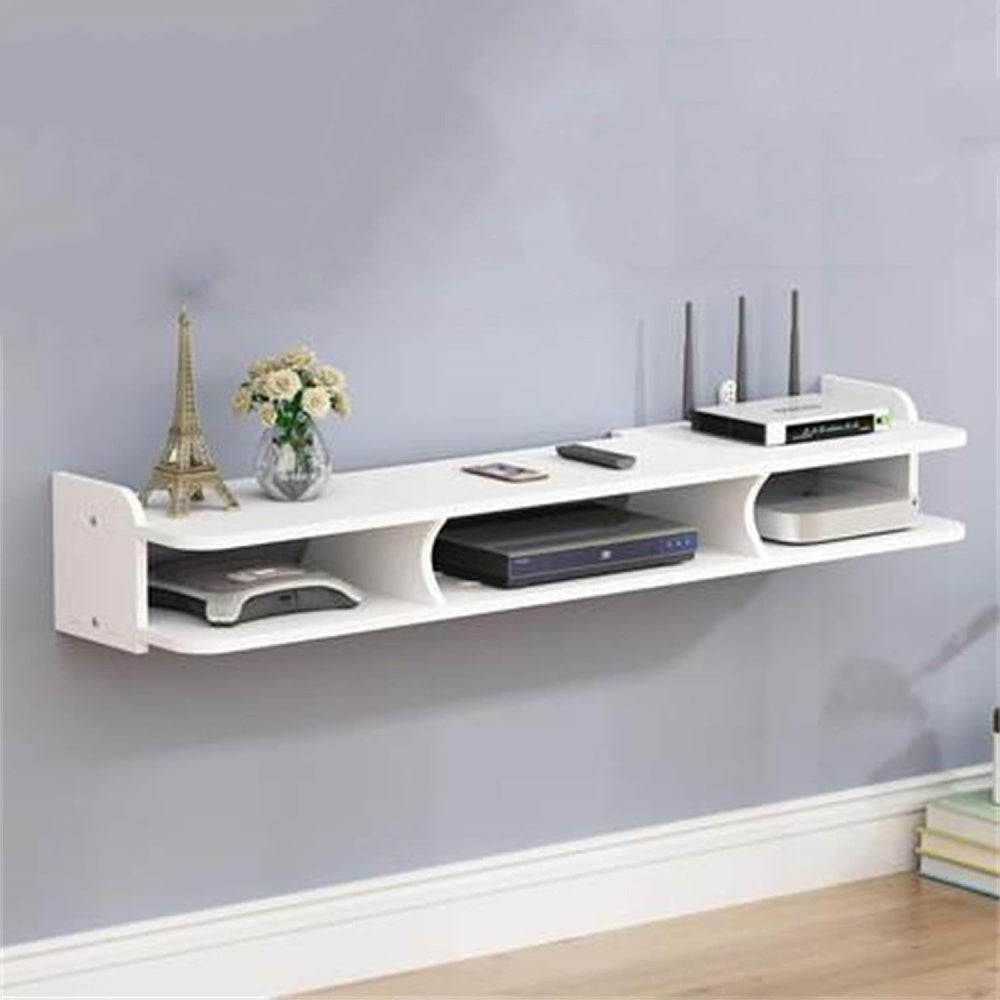 Suport multifunctional pentru telefon, router si alte accesorii, 3 compartimente si 1 polita