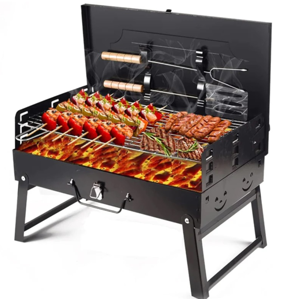 Gratar portabil,pliabil+GRATUIT Set 5 ustensile din inox pentru gratar